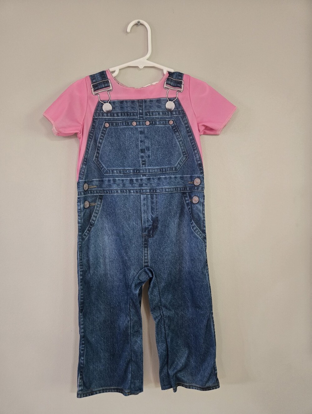 Ms. Rachel Toddler Costume Jumpsuit Size 2T Pink Denim Overalls Halloween